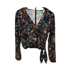 Sadie & Sage Multicolor Floral Wrap Blouse